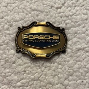 Vintage Rare 70’s Porsche “Nothing Even Comes Close” Belt Buckle by Raintree